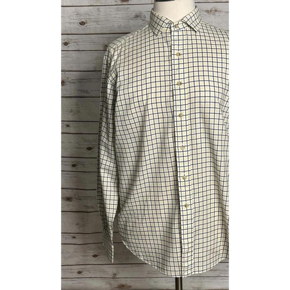 Polo by Ralph Lauren cotton white/navy/yellow plaid button-up shirt Size XL - Picture 3 of 7